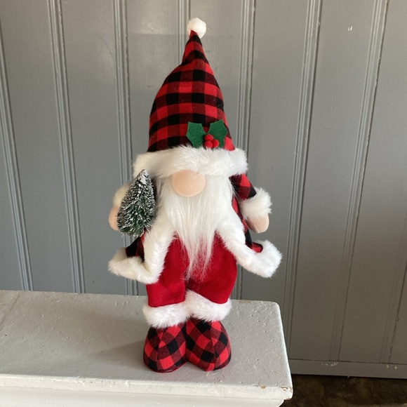 NWT 18” Red & Black Buffalo Check Holiday Santa  Gnome Decoration w/ - Picture 6 of 17